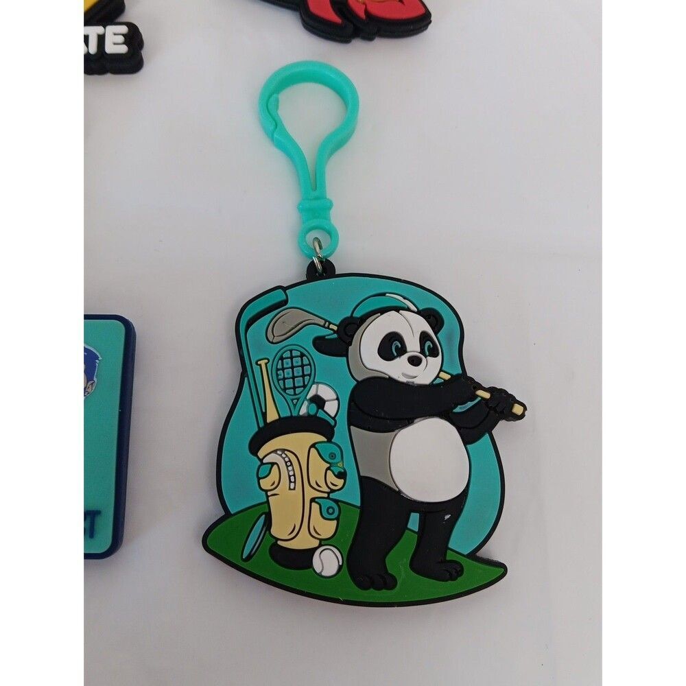 Dude Perfect Keychain Charm Lot Wheel Unfortunate Panda Golf Space Biking Logo - Picture 2 of 16